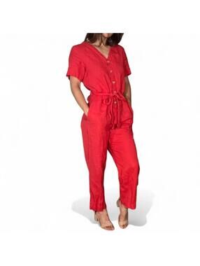 Everlane Red Linen Jumpsuit